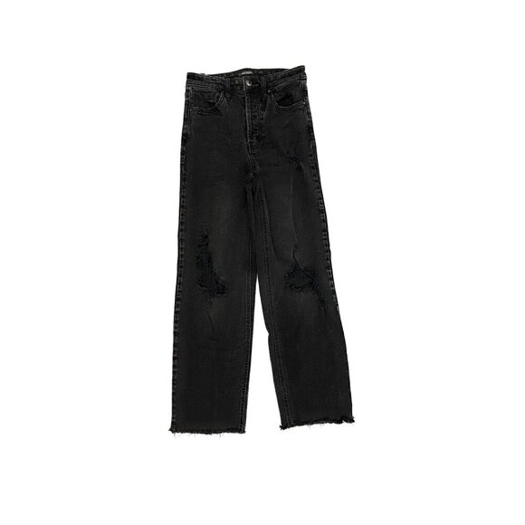 Wild Fable Highest Rise Straight Raw Hem Distressed Women's size 00 Black Jeans - Picture 1 of 4